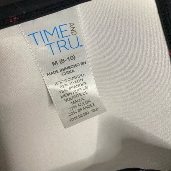 Time And Tru Women's Black Floral Lace Swim Bikini Halter Top - Picture 4 of 7